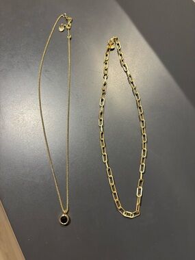 Set of Two Biba Gold Chain Necklace - Polished Link & Pendant Styles